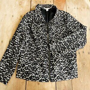 NEW Laura Ashley Leopard Jacket‎ Coat Zip Up M Cheetah Animal Print